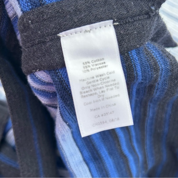 T by Talbots Shades Blue Horizontal Striped Cowl Neck Pullover Sweater Size PS - Picture 4 of 4